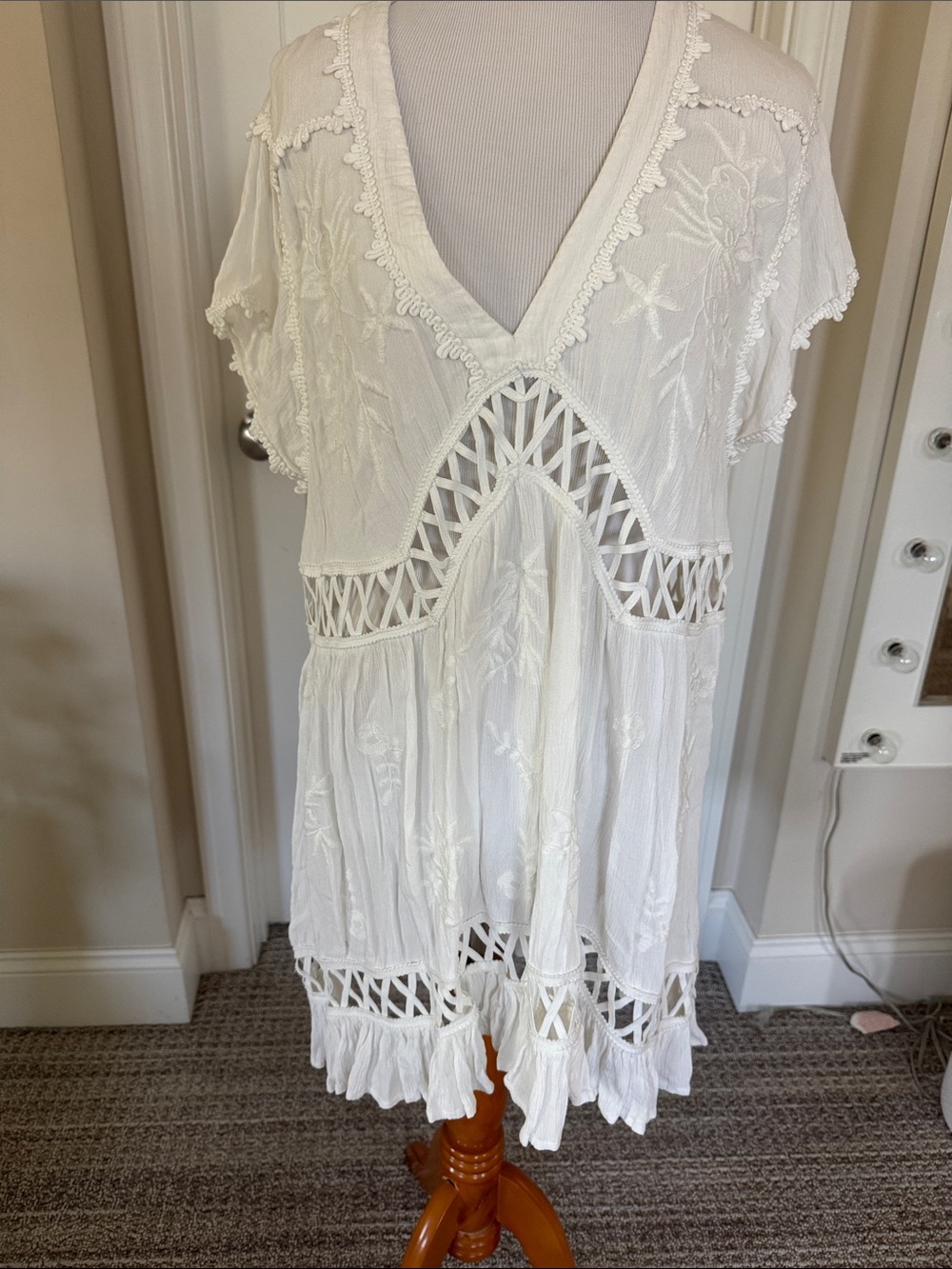 Free People White  V-Neck Dress